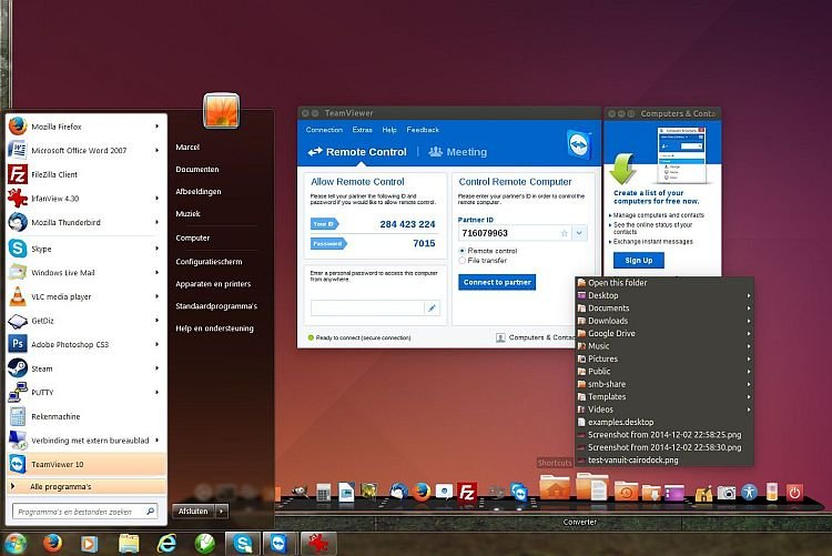 Teamviewer sessie vanuit Windows 7 Professional naar Ubuntu 14.04